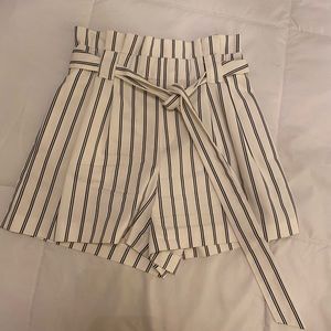 Pinstripe paper bag shorts